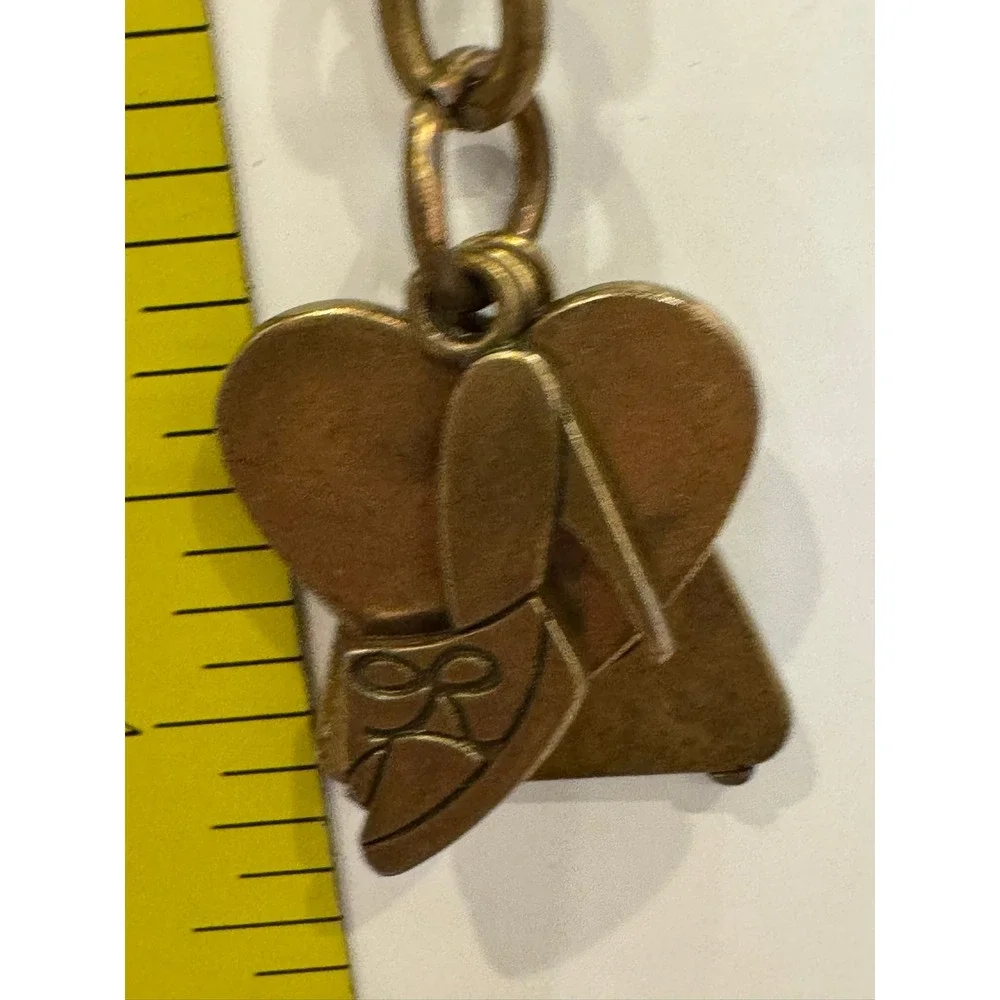 Nine West Brass Keychain Heart High Heel Handbag Charms Vintage Style 4 Inch